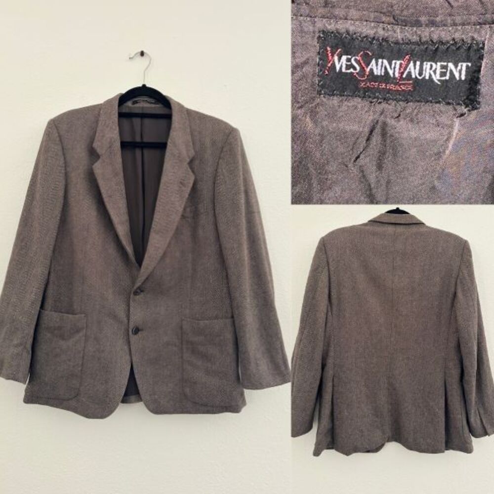 VTG 90's YSL Yves Saint Laurent Wool Blazer Two Button Made in France Men's 42R
